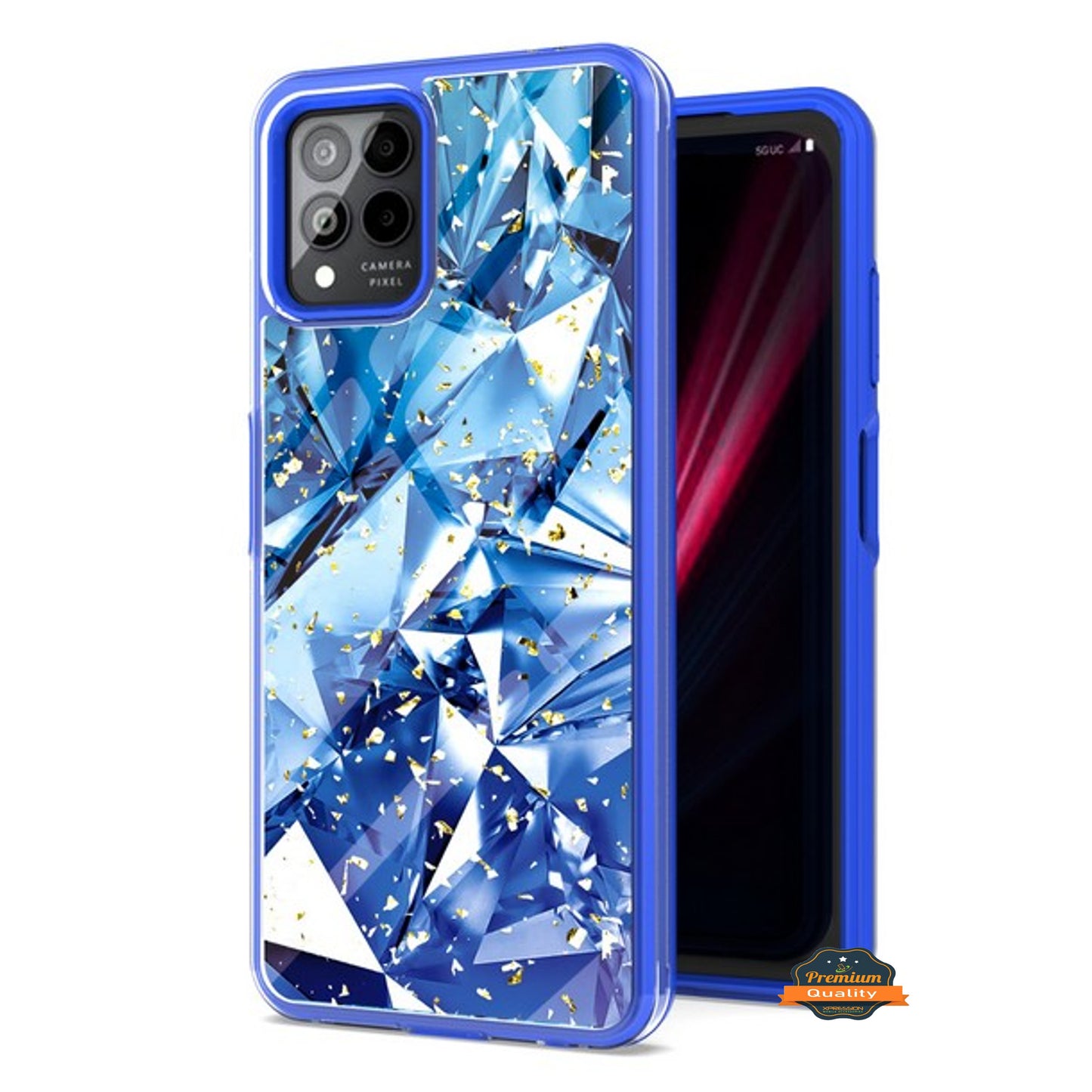 For T-Mobile Revvl 6 Pro 5G /Revvl 6 5G Pattern Design Bling Glitter Shockproof Hybrid Soft TPU Frame and Hard PC Back  Phone Case Cover