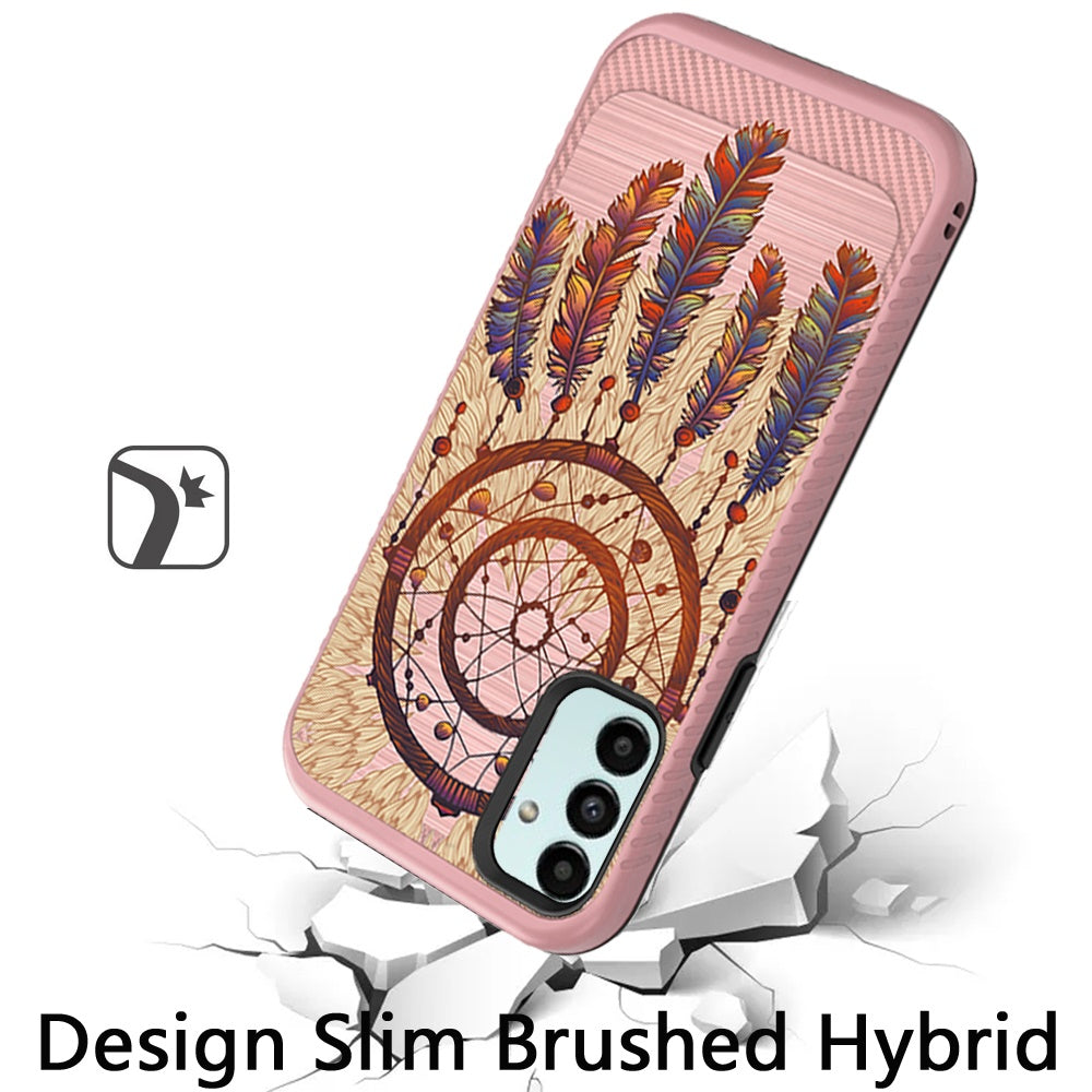 For Samsung Galaxy A13 5G Cute Design Printed Pattern Fashion Brushed Texture Shockproof Dual Layer Hybrid Protective Hard Rubber  Phone Case Cover