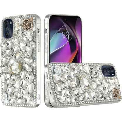 For Motorola Moto G 5G 2022 Bling Crystal 3D Full Diamonds Luxury Sparkle Transparent Rhinestone Hybrid Protective  Phone Case Cover