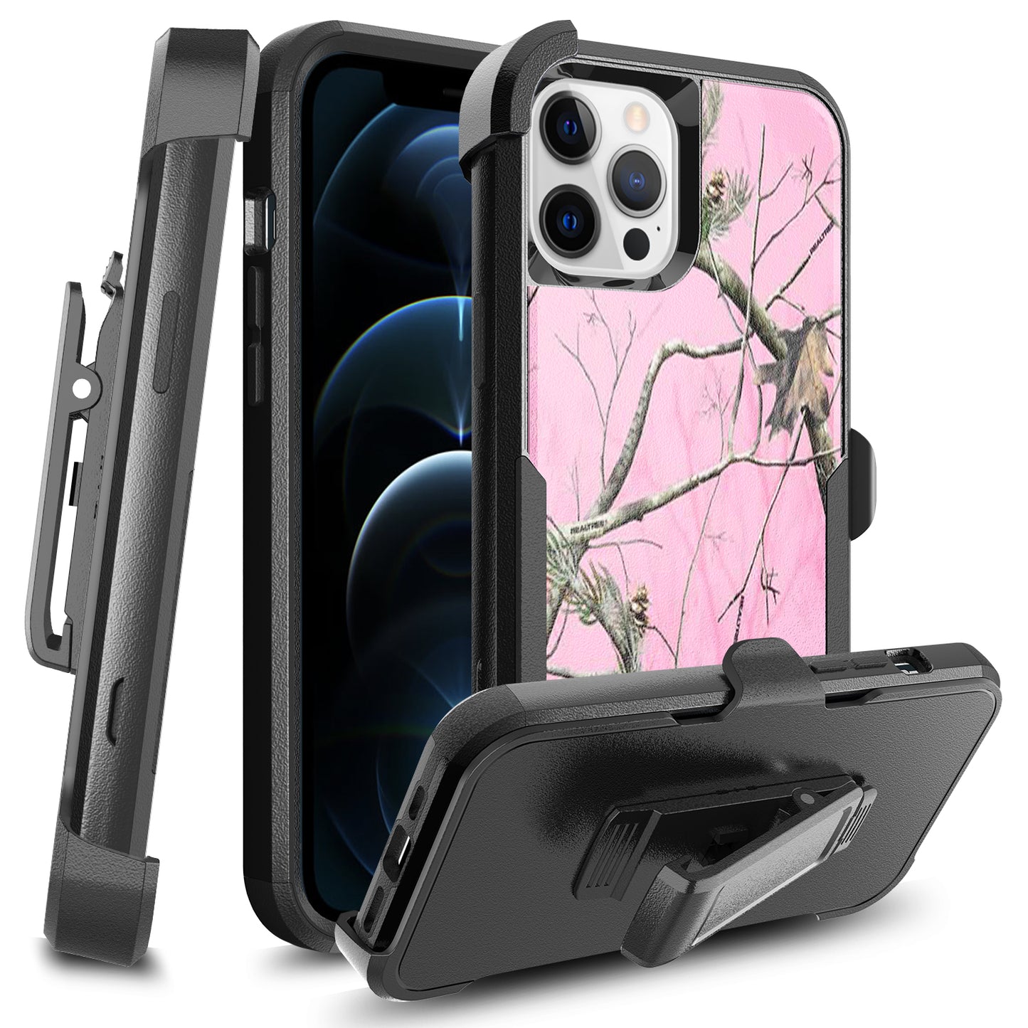 For Apple iPhone 11 (6.1") Hybrid Rugged Shockproof 3-Layer Military Durable Heavy Duty with 360 Swivel Belt Clip Kickstand & Holster  Phone Case Cover