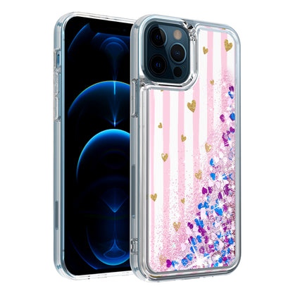 For Apple iPhone 13 Pro Max (6.7") Quicksand Design Liquid Glitter Bling Hybrid Floating Flowing Sparkle Colorful TPU Protective  Phone Case Cover