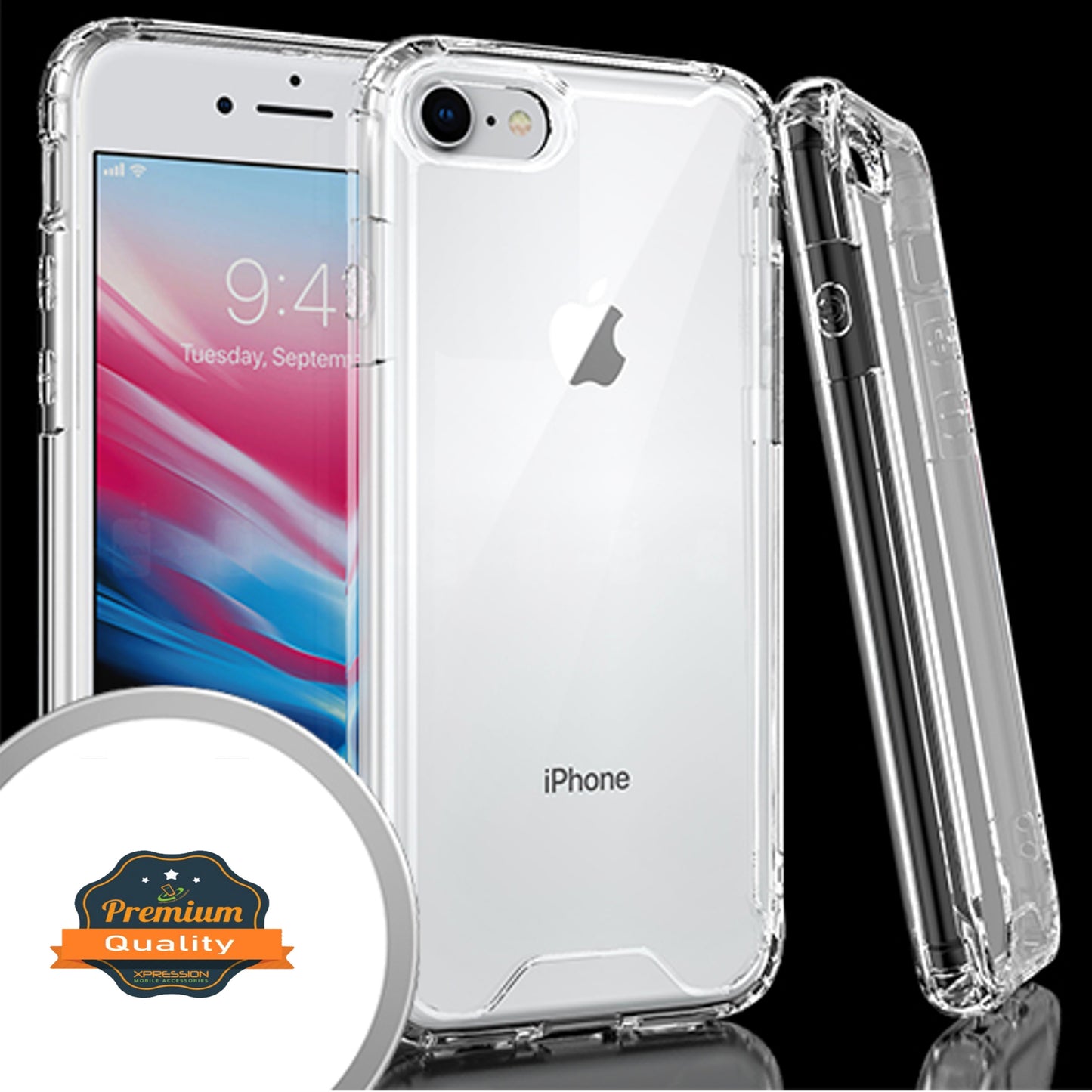 For Apple iPhone SE 3 (2022) SE/8/7 Body Frame [Shock-Absorption] Hybrid Defender Rubber Gummy TPU Clear Hard Back  Phone Case Cover