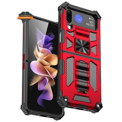 For Samsung Galaxy Z Flip 4 5G Built in Magnetic Kickstand, Military Hybrid Bumper Heavy Duty Dual Layers Rugged Stand  Phone Case Cover