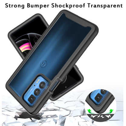 For Motorola Edge 20 Pro Clear Dual Layer Tuff Rugged Bumper Frame Heavy Duty Hybrid Shockproof Rubber TPU Full Body Defender Black Phone Case Cover