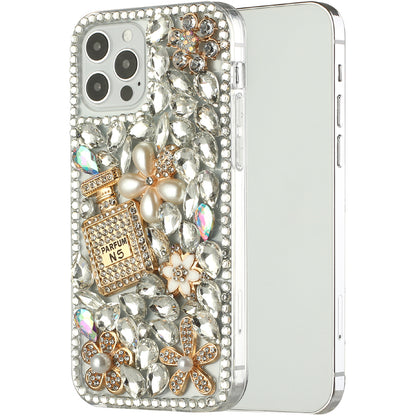 For Motorola Edge+ 2022 /Edge Plus Bling Clear Crystal 3D Full Diamonds Luxury Sparkle Rhinestone Hybrid Protective Pearl Flowers Perfume Phone Case Cover