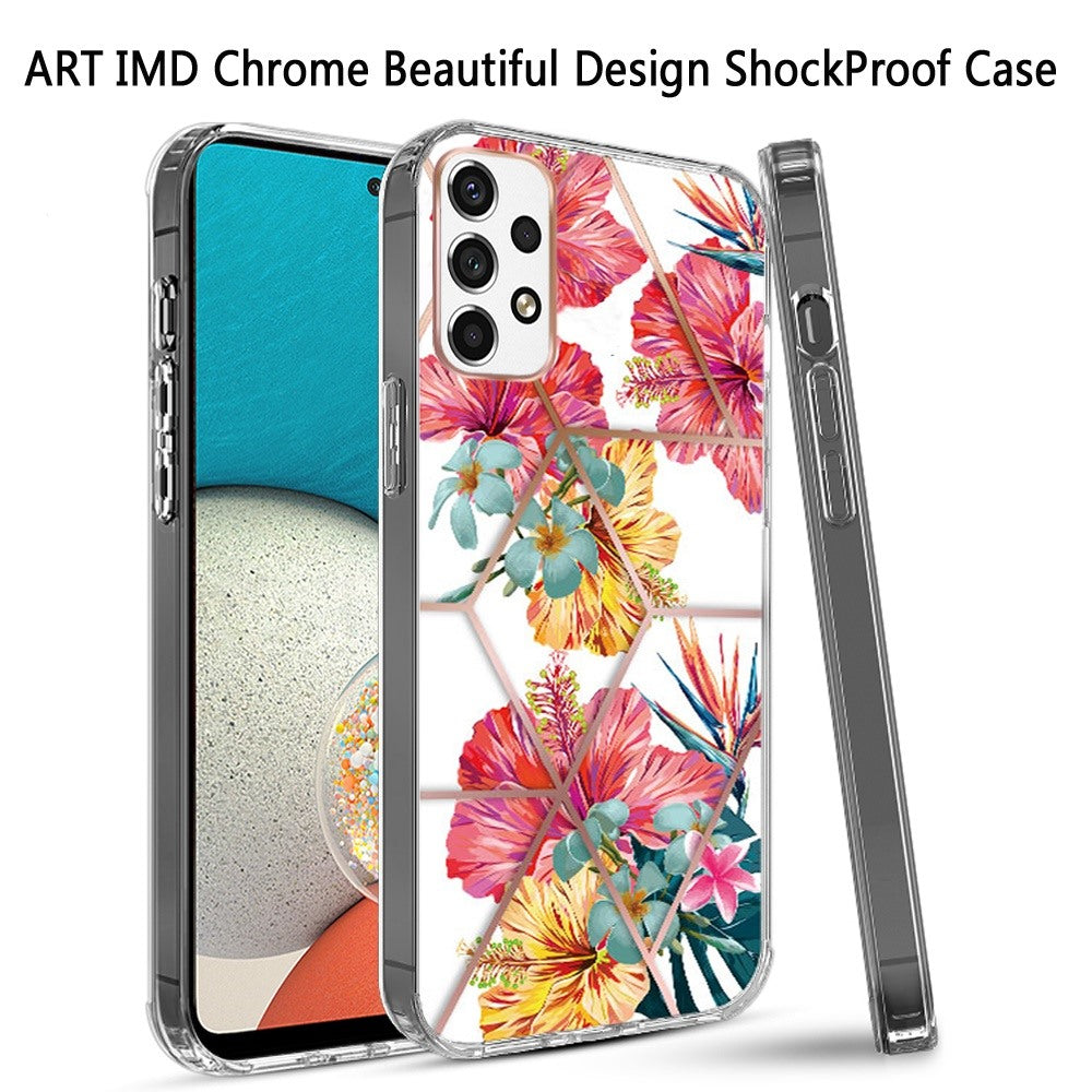 For Samsung Galaxy A53 5G Fashion Art Floral IMD Design Beautiful Flower Pattern Hybrid Protective Hard PC TPU Slim Back  Phone Case Cover