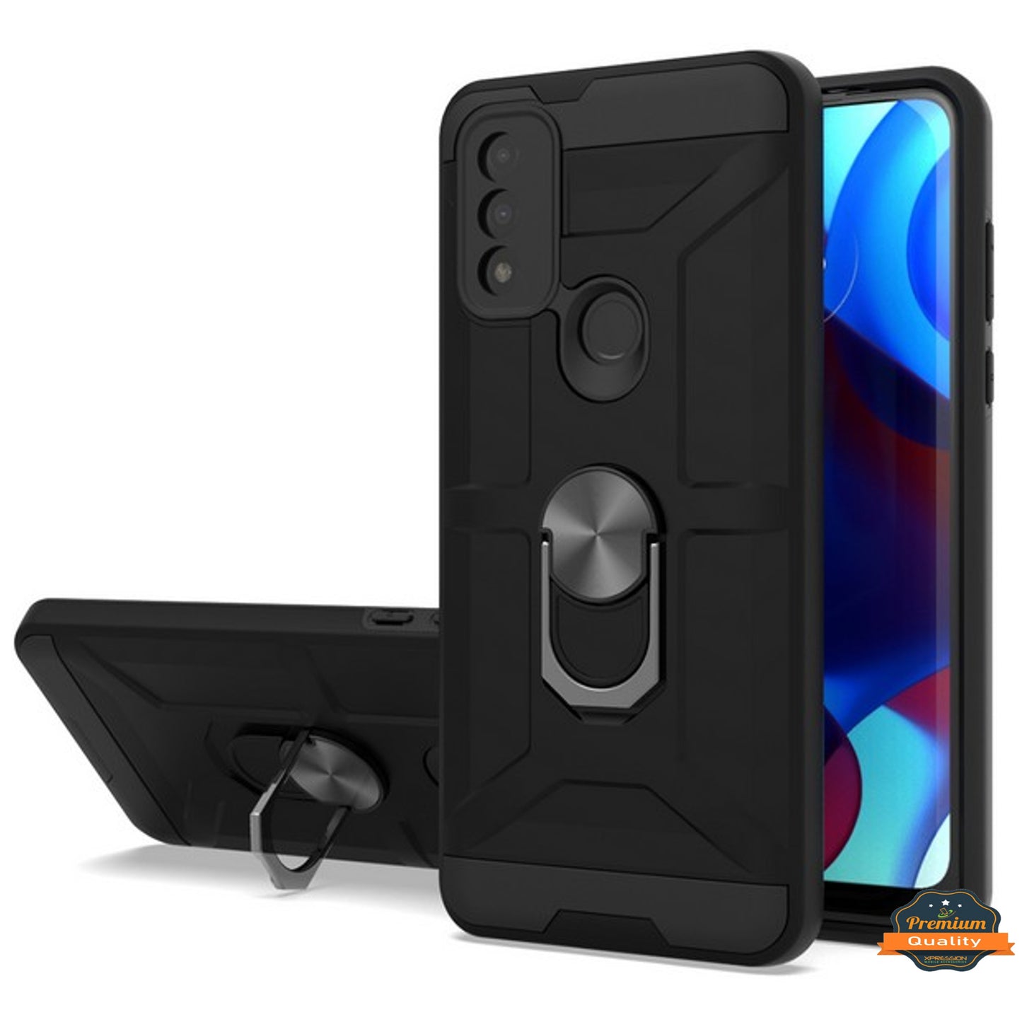 For T-Mobile Revvl 6 Pro 5G /Revvl 6 5G Hybrid Ring Stand [360° Rotatable Ring Holder Magnetic Kickstand] Rubber TPU  Phone Case Cover