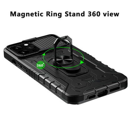 For Apple iPhone 13 Pro (6.1") Ring Stand Cases with Slide Camera, Kickstand & Screen Protector Military Grade Shockproof  Phone Case Cover