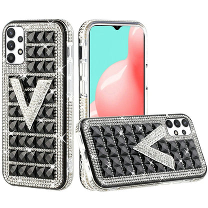 For Apple iPhone 11 (6.1") Fashion Luxury 3D Bling Diamonds Rhinestone Jeweled Ornament Shiny Crystal Hybrid TPU Hard  Phone Case Cover