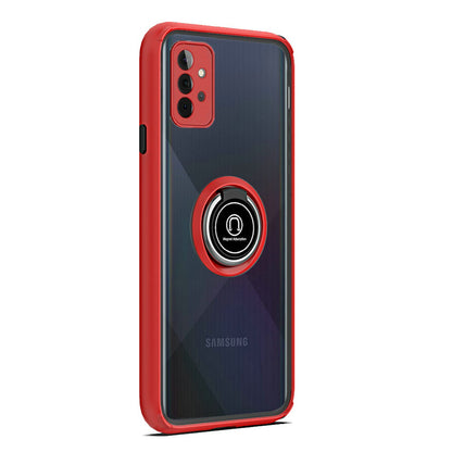 For Samsung Galaxy Note 8 Hybrid Protective PC TPU Shockproof with 360° Rotation Ring Magnetic Stand & Covered Camera Red Phone Case Cover