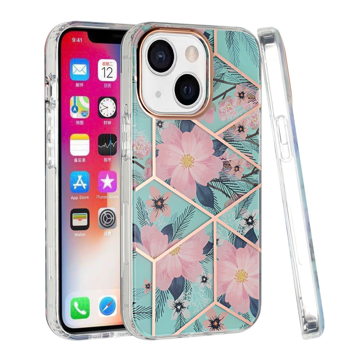 For Apple iPhone SE 2022 3rd/SE 2020/8/7 Fashion Floral IMD Design Flower Pattern Hybrid Protective Hard TPU Slim Back  Phone Case Cover