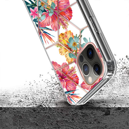 For Apple iPhone SE 3 (2022) SE/8/7 Fashion Art Floral IMD Design Beautiful Flower Pattern Hybrid Hard PC Rubber TPU Slim  Phone Case Cover