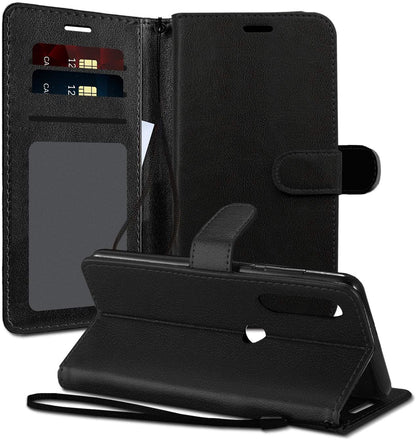 For Motorola Moto G Stylus 5G 2022 Wallet PU Leather Pouch with Credit Card Slots ID Money Pocket, Stand & Strap Flip Black Phone Case Cover