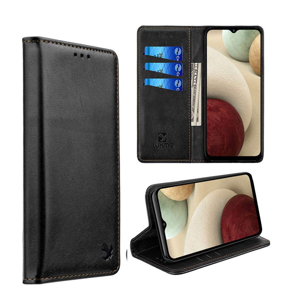 For Boost Mobile Celero 5G Luxury PU Leather Wallet Pouch Magnetic Detachable with Credit Card Slots Removable Flip Cover Black Phone Case Cover