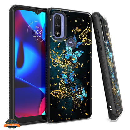 For Motorola Moto G 5G 2022 Marble Fashion Stone Stylish Flake Glitter Bling Hybrid Ultra Slim Glossy TPU Rubber Hard PC Butterfly Phone Case Cover