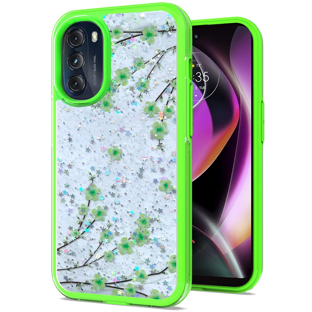 For Samsung Galaxy S22 Ultra Sakura Spring Flowers Design Colorful Frame Hybrid Rubber TPU Hard PC Shockproof Slim  Phone Case Cover