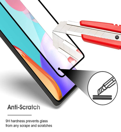 For Samsung Galaxy A03 Core Tempered Glass Screen Protector Full Cover Anti-Scratch Edge to Edge Black Rim Coverage 2.5D Clear Black Screen Protector