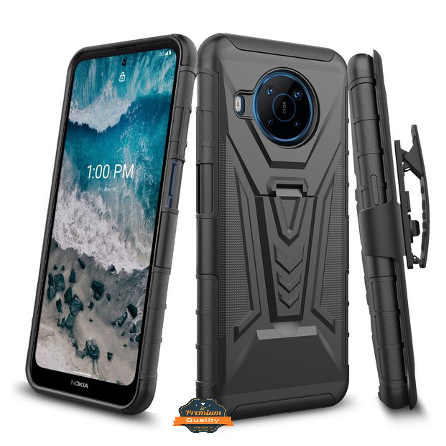 For TCL 30 SE 305 /306 Hybrid Armor V Kickstand with Swivel Belt Clip Holster Heavy Duty 3in1 Stand Shockproof Rugged  Phone Case Cover