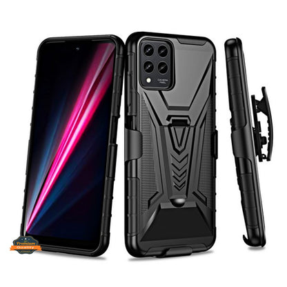 For T-Mobile Revvl 6 Pro 5G /Revvl 6 5G Swivel Belt Clip Holster with Built-in Kickstand, Heavy Duty Hybrid 3in1 Shockproof  Phone Case Cover