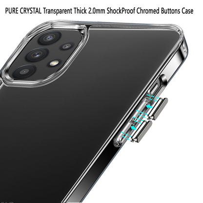 For Samsung Galaxy A03S Hybrid HD Crystal Clear Hard PC Back Gummy TPU Frame Slim Thin Fit Thick 2.0mm with Chromed Buttons Transparent Phone Case Cover