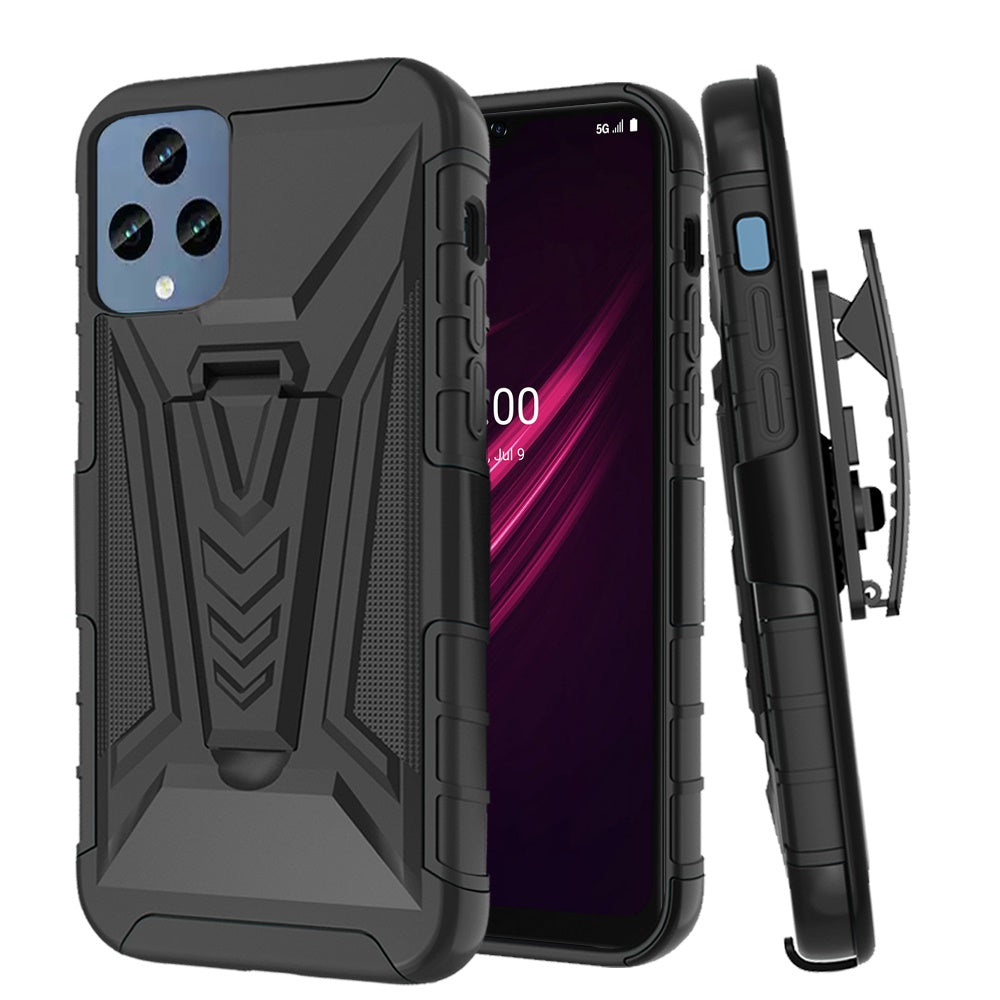 For T-Mobile Revvl 6 Pro 5G /Revvl 6 5G Combo Rugged Swivel Belt Clip Holster Heavy Duty Hybrid Armor Kickstand Stand  Phone Case Cover