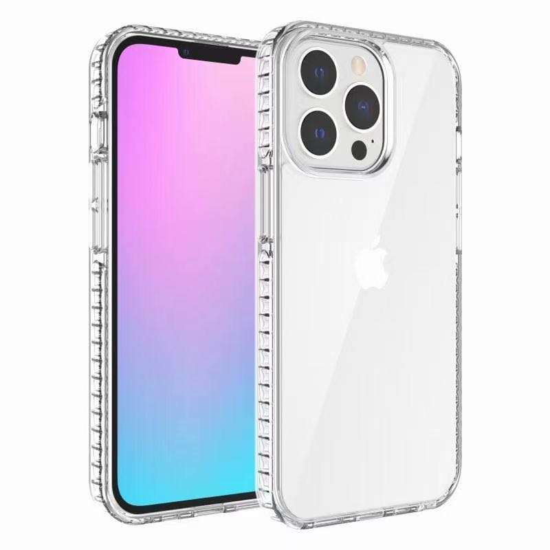 For Apple iPhone 13 Pro Max (6.7") Crystal Transparent Rugged Shockproof Hybrid PC+TPU Colorful Buttons Military Grade Protection Back  Phone Case Cover