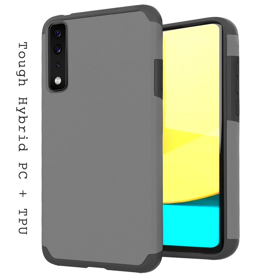 For Samsung Galaxy A73 5G Slim Corner Protection Shock Absorption Hybrid Dual Layer Hard TPU Rubber Armor Defender Gray Phone Case Cover