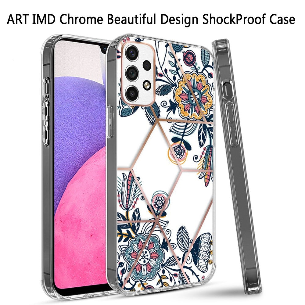 For Samsung Galaxy A33 5G Fashion Art Floral IMD Design Beautiful Flower Pattern Hybrid Protective Hard Rubber TPU Slim  Phone Case Cover