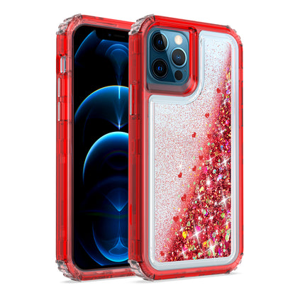 For Apple iPhone 13 Pro (6.1") Luxury Floating Glitter Case Sparkle Bling Quicksand Clear Heavy Duty Bumper Dual Layer PC Frame TPU Back  Phone Case Cover