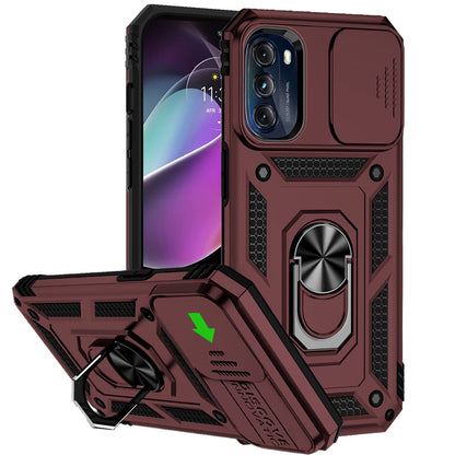 For Apple iPhone 11 (6.1") Hybrid Case with Camera Lens Protection & 360° Rotate Ring Kickstand, Soft Edge TPU Hard Bumper Burgundy Phone Case Cover