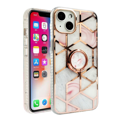 For Apple iPhone 11 (6.1") Pattern Fashion Design Chromed Edge IMD with Ring Kickstand Hybrid TPU Hard Back  Phone Case Cover