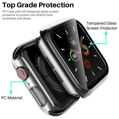 For Apple Watch 40mm SE 2nd Gen (2022) Ultra Clear Transparent PC with Built in Screen Protector Snap-on Full Cover Shell Rubber TPU + Hard PC Frame for iWatch SE 2022 (40mm) Clear