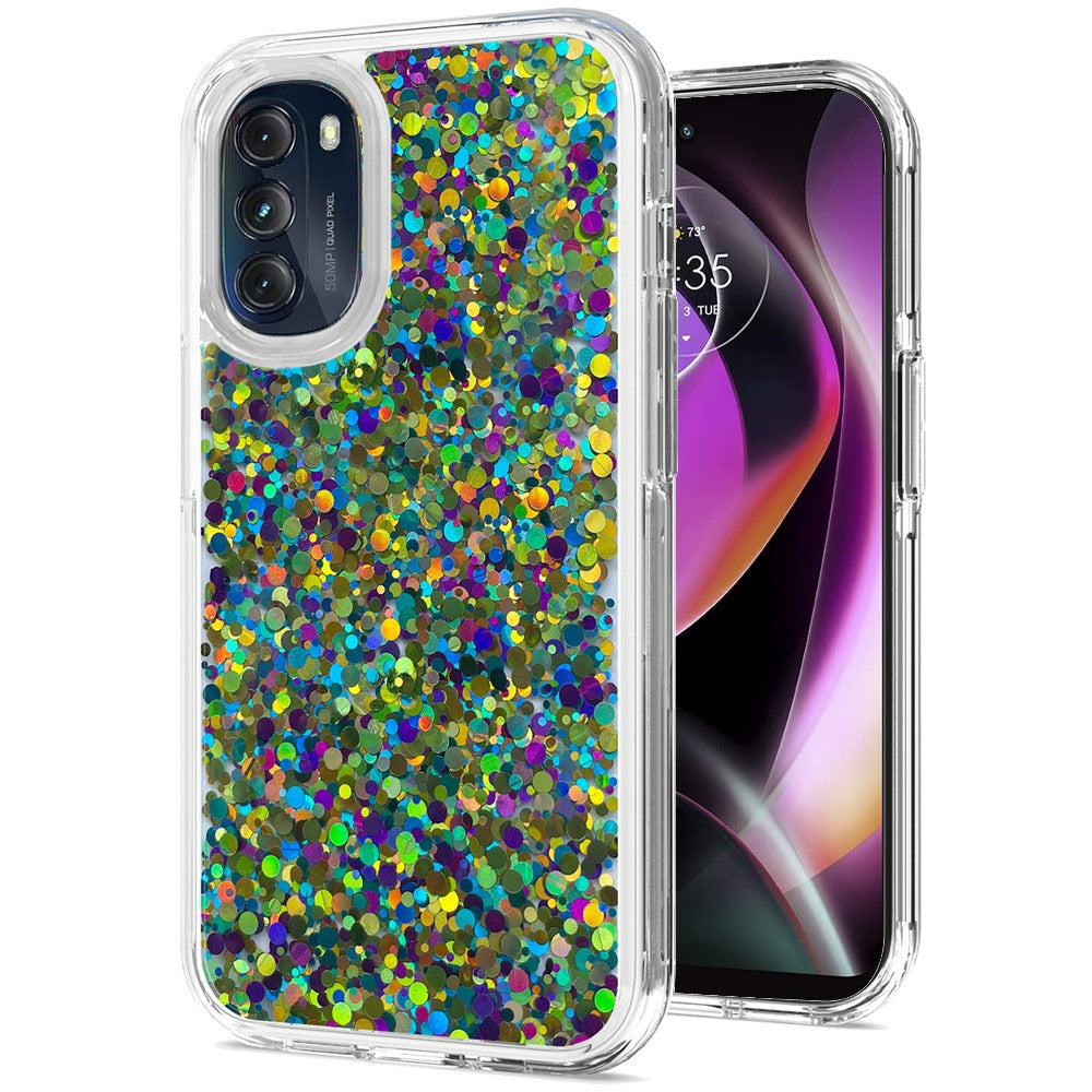 For Motorola Moto G 5G 2022 Colorful Glitter Bling Sparkle Epoxy Glittering Shining Hybrid Hard Silicone Shockproof  Phone Case Cover