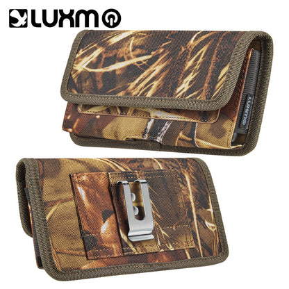 For Samsung Galaxy S21 Universal Horizontal Cell Phone Case Camo Print Holster Carrying Pouch with Belt Clip & 2 Card Slots fit Large Devices 5.7" [Camouflage]