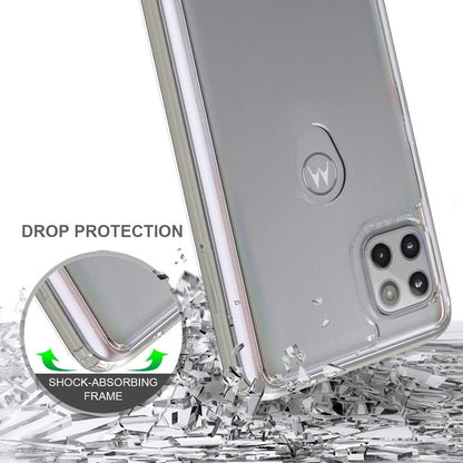 For Motorola Moto Edge 2022 Hybrid Slim Clear Transparent Shock-Absorption Bumper with TPU + Hard PC Back Frame  Phone Case Cover