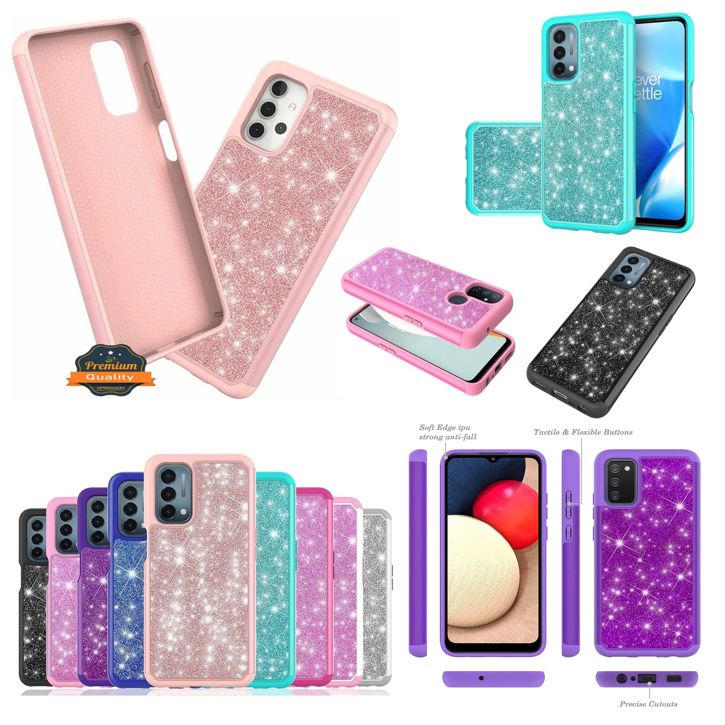 For Motorola Moto G Stylus 5G 2021 Glitter Bling Sparkling Shiny Shockproof Heavy Duty Hybrid Dual-Layer TPU Sturdy High Impact  Phone Case Cover