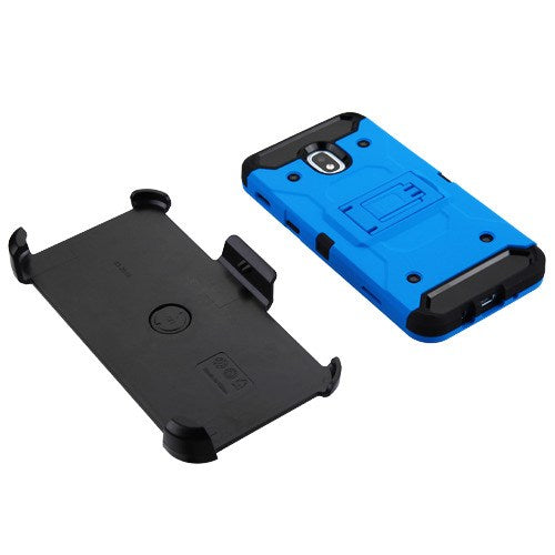 For Samsung Galaxy J3 (2018)/ Galaxy J3 Star/ Galaxy J3 Hybrid Armor with Belt Clip Holster Kickstand with Screen Protector Hard PC Shockproof Blue Phone Case Cover