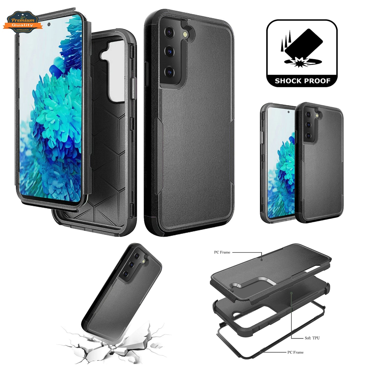 For Samsung Galaxy S22 /Plus Ultra Tuff Hybrid Rugged Hard Shockproof Drop-Proof with 3 Layer Protection, Military Grade Heavy-Duty Armor Design  Phone Case Cover