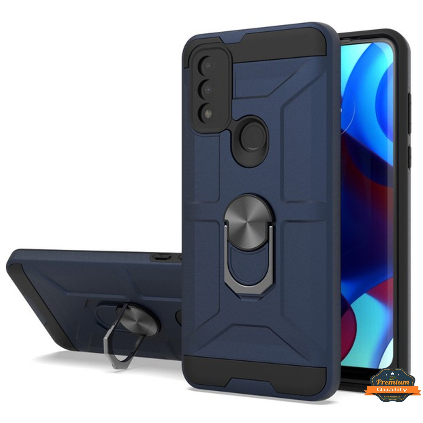 For T-Mobile Revvl 6 Pro 5G /Revvl 6 5G Hybrid Ring Stand [360° Rotatable Ring Holder Magnetic Kickstand] Rubber TPU  Phone Case Cover