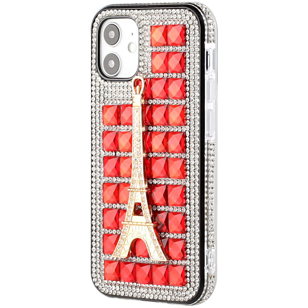 For Apple iPhone 12 Pro Max (6.7") Fashion Luxury 3D Bling Diamonds Rhinestone Jeweled Ornament Shiny Crystal Hybrid Hard  Phone Case Cover