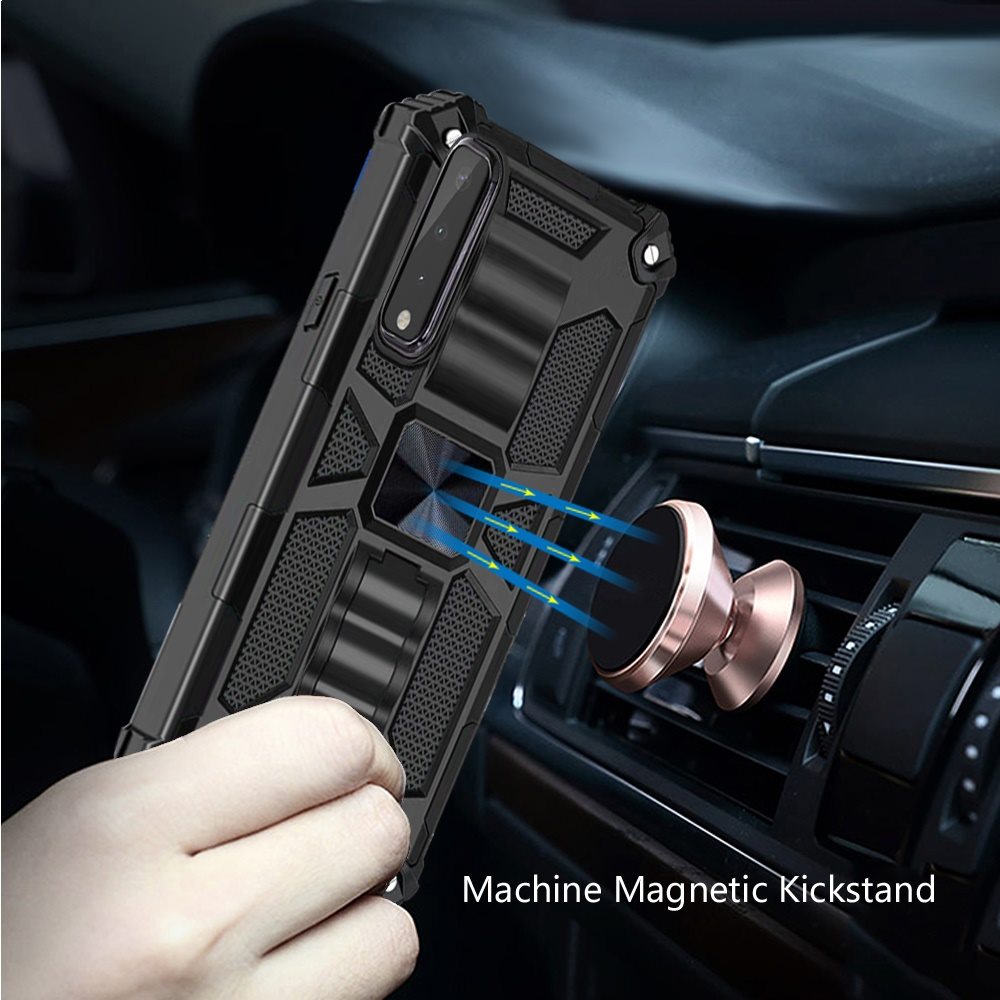 For Cricket Ovation 2 Heavy Duty Stand Hybrid Shockproof [Military Grade] Rugged Protective with Built-in Kickstand Fit Magnetic Car Mount  Phone Case Cover