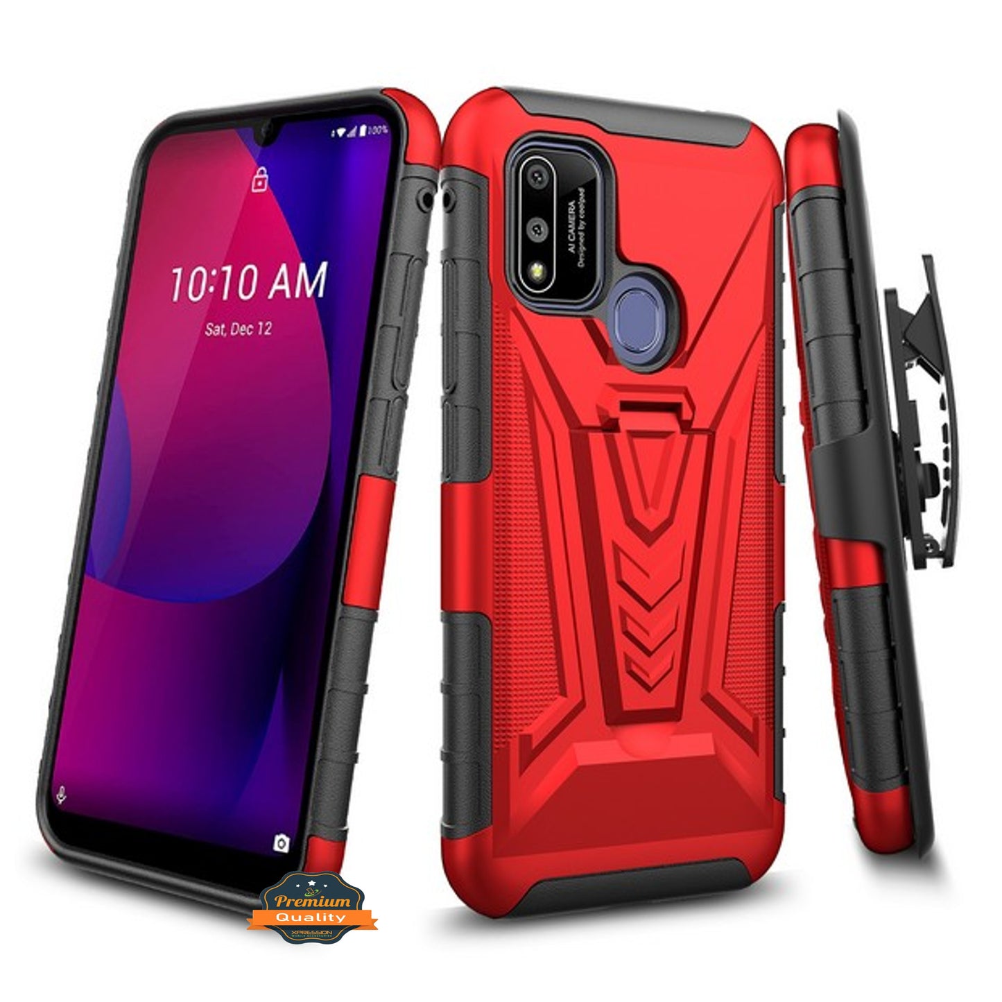 For Coolpad Suva Hybrid Armor Kickstand with Swivel Belt Clip Holster Stand Heavy Duty 3 in 1 Defender Shockproof Rugged  Phone Case Cover