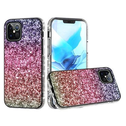 For Apple iPhone SE 2022 /SE 2020/8/7 Rhinestone Sparkling Rainbow Gradual Glitter Full Diamond Bling Protective Hybrid Rugged  Phone Case Cover