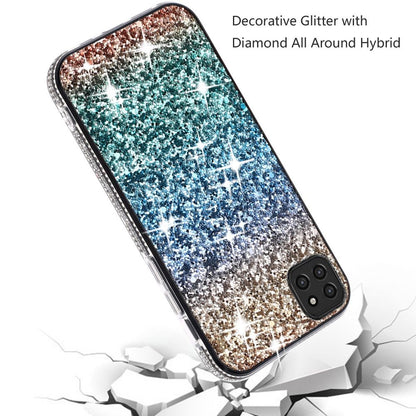 For Boost Mobile Celero 5G Rhinestone Sparkling Rainbow Gradual Glitter Full Diamond Bling Protective Hybrid Rugged Slim TPU  Phone Case Cover