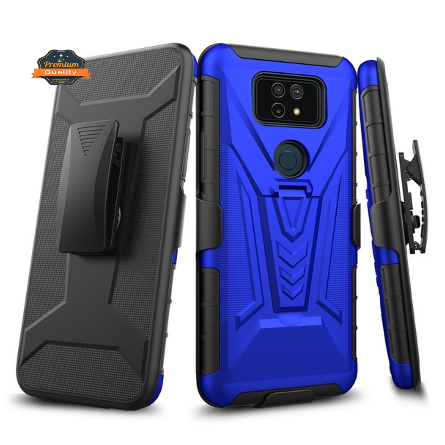 For Cricket Ovation 2 Hybrid Armor Kickstand with Swivel Belt Clip Holster Stand Heavy Duty 3 in 1 Defender Shockproof Rugged  Phone Case Cover