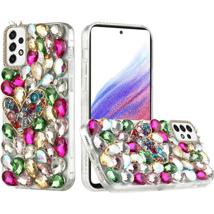 For Samsung Galaxy A53 5G Bling Crystal 3D Full Diamonds Luxury Sparkle Transparent Rhinestone Hybrid Protective  Phone Case Cover