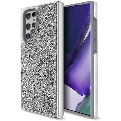 For Samsung Galaxy S22 /Plus Ultra Bling Sparkly Glitter Luxury Diamonds Shiny Sparker Shell Hybrid Rugged TPU & Hard PC Electroplated Frame  Phone Case Cover