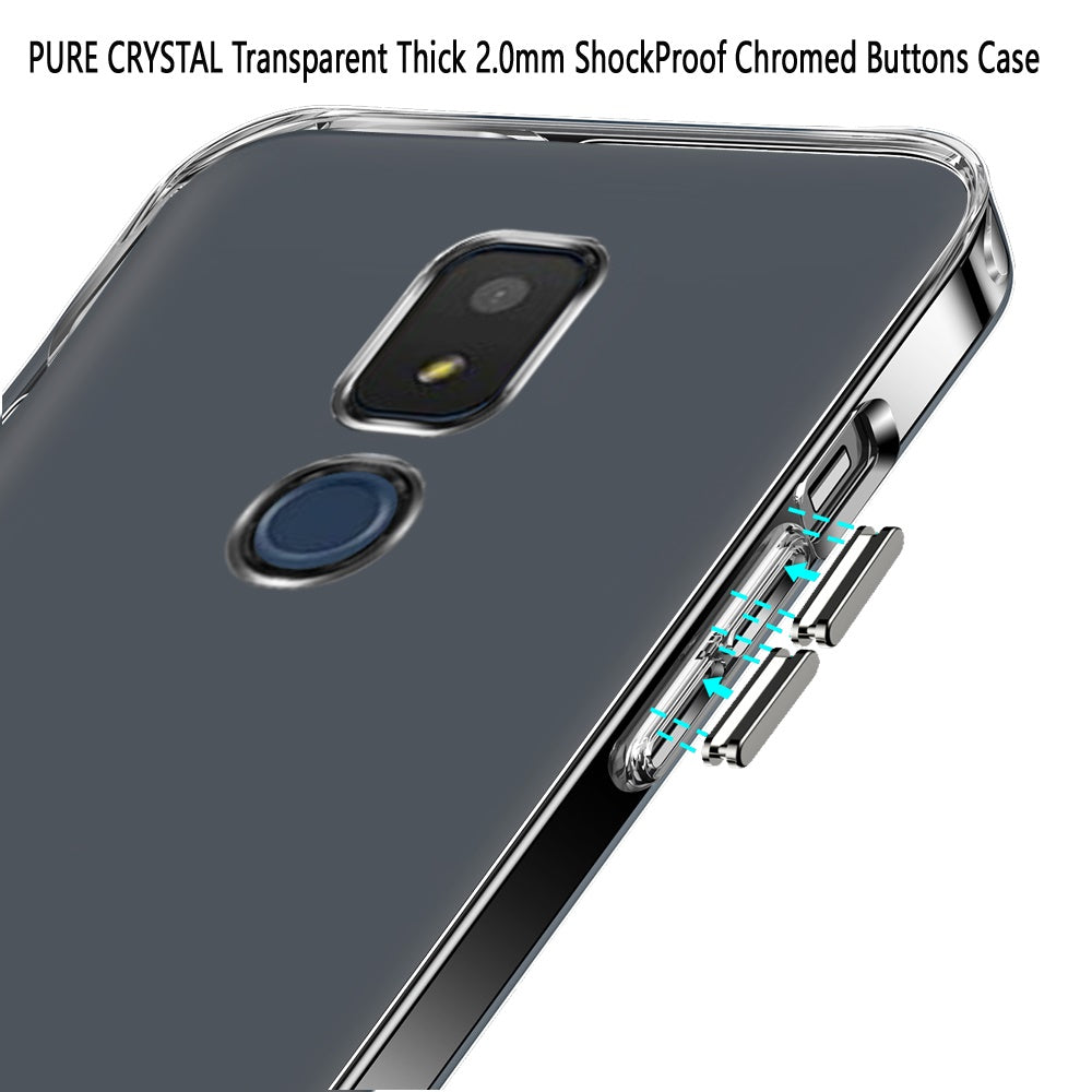 For Cricket Dream 5G Hybrid HD Crystal Clear Hard PC Back Gummy TPU Frame Bumper Slim 2.0mm with Chromed Buttons Transparent Phone Case Cover