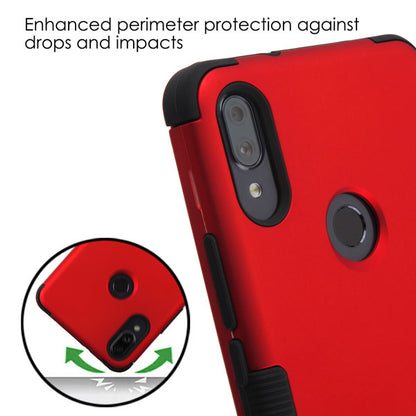 For Alcatel 3V 5032w (2019) Hybrid Three Layer Hard PC Shockproof Heavy Duty TPU Rubber Anti-Drop Red / Black Phone Case Cover