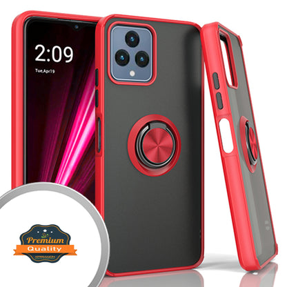 For T-Mobile Revvl 6 Pro 5G /Revvl 6 5G Finger Ring Stand Holder Kickstand Hybrid Frosted Matte Silicone Soft TPU Hard Frame  Phone Case Cover